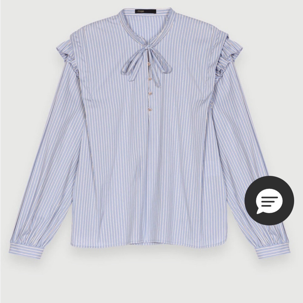 Maje Stripped Blue Blouse - Picture 6 of 17